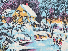 Load image into Gallery viewer, 1973 Vintage Calendar Towel - Linen - The Skating Pond - Currier &amp; Ives - TWLC206
