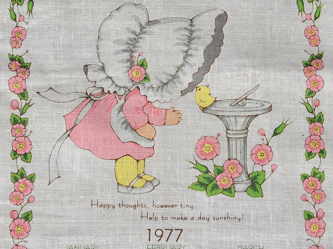 1977 Vintage Calendar Towel - Linen - Happy Thoughts - TWLC104