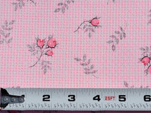 Load image into Gallery viewer, Vintage Fabric - Dotted Swiss - Cotton - Flocked Dots - Pink Roses - By the Yard - DSS59

