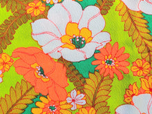 Load image into Gallery viewer, Vintage Hawaiian Fabric - Vibrant Lime Green Floral - Fabric Remnant - VCT887
