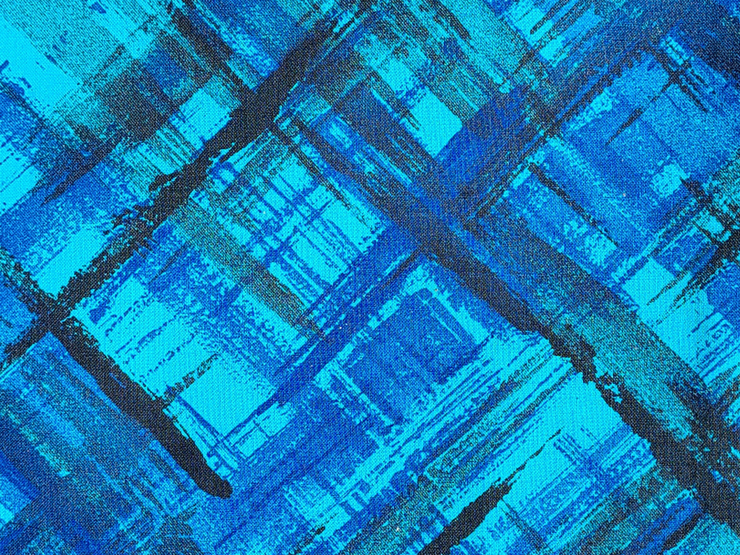 Vintage Fabric - Cotton - Abstract Line Stripe - Aqua Blue - By the Yard - VCG733