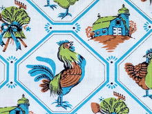 Load image into Gallery viewer, Vintage Fabric - Cotton - Rooster and Chickens on the Farm - By the Yard - VCW190
