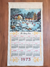 Load image into Gallery viewer, 1973 Vintage Calendar Towel - Linen - The Skating Pond - Currier &amp; Ives - TWLC206
