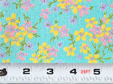 Load image into Gallery viewer, 1960s 1970s Retro Fabric - Heavy Cotton - Sky Blue Floral - Fabric Remnant - 6C284
