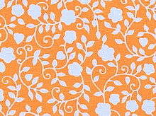 Load image into Gallery viewer, 1960s 1970s Retro Fabric - Cotton - White Floral on Orange - Fabric Remnant - 6C283
