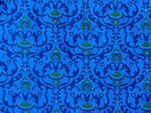 Load image into Gallery viewer, 1960s 1970s Retro Fabric - Cotton - Medallion - Cobalt Blue - Fabric Remnant - 6C734
