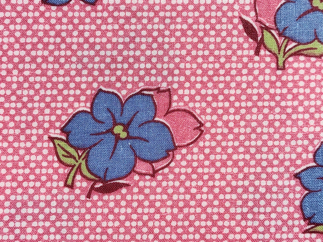 1930s Vintage Fabric - Cotton - Floral and Dot - Pink - By the Yard - VCL735