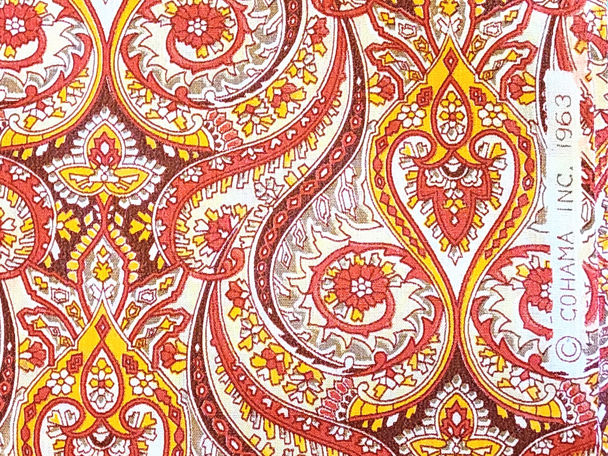 1点物⭕️お安く!◎Custom vintage fabric◎FLEX 8.7 1960s 1970s Retro Fabric - Cotton - 1963 Cohama Medallion - Red