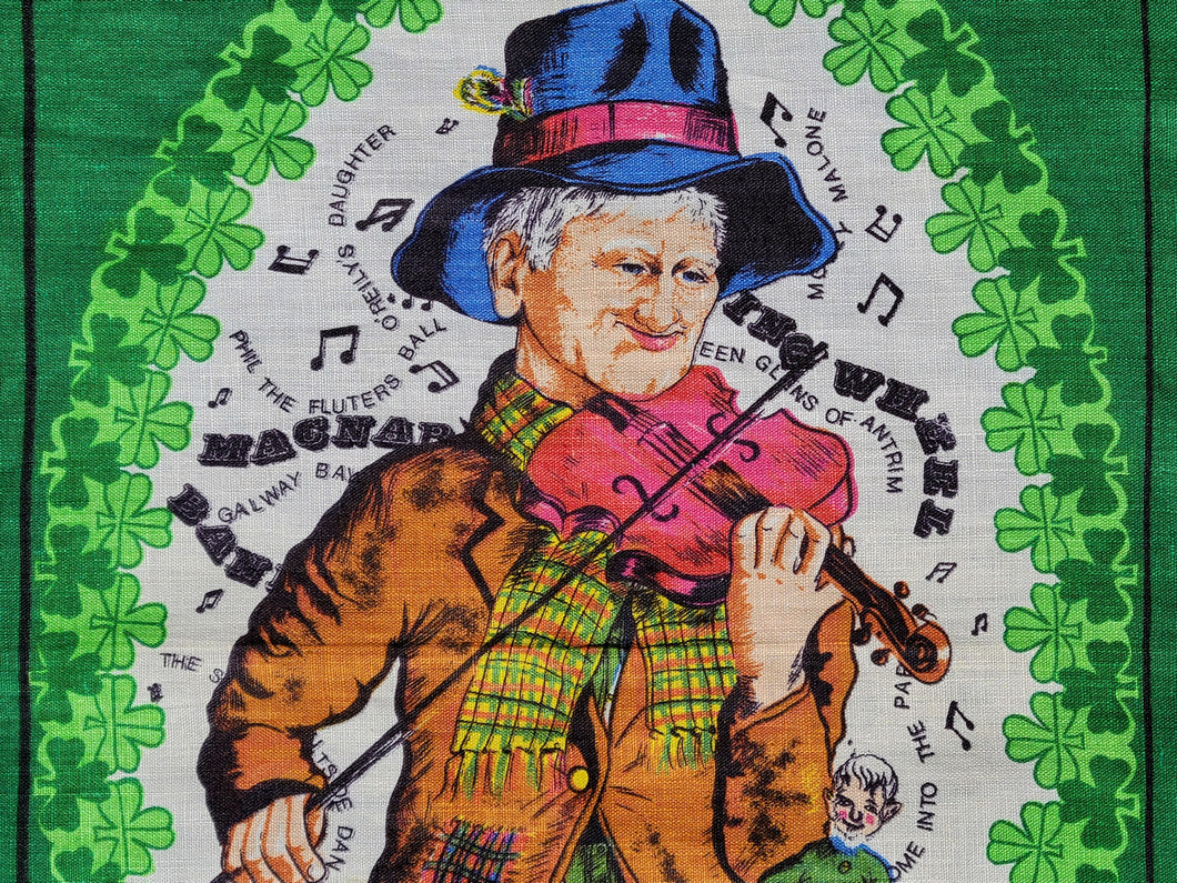 Vintage Tea Towel - Printed Linen - Danny Boy - Irish Eyes are Smiling - TWL410