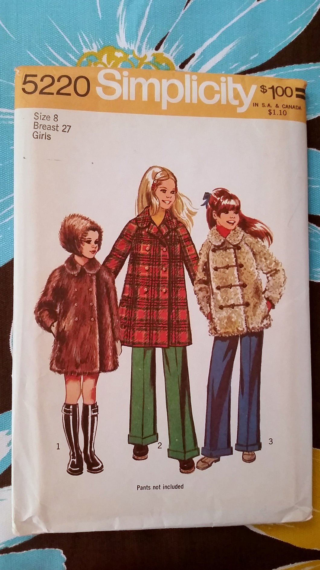 1972 Simplicity Vintage Sewing Pattern 5220 - Girl Coat and Hat - Size 8