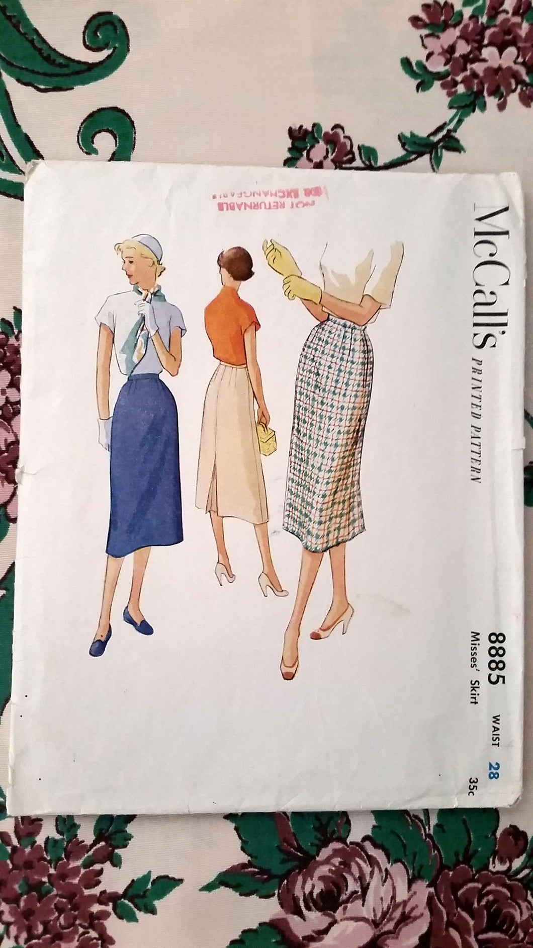 1952 McCalls Vintage Sewing Pattern 8885 - Skirt - Waist 28