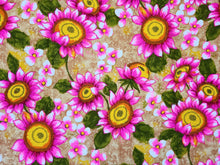 Load image into Gallery viewer, 1960s 1970s Retro Fabric - Acrylic Crepe - Sunflower - Hot Pink - Fabric Remnant - 6A3
