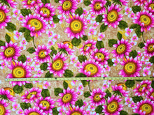 Load image into Gallery viewer, 1960s 1970s Retro Fabric - Acrylic Crepe - Sunflower - Hot Pink - Fabric Remnant - 6A3
