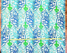 Load image into Gallery viewer, 1960s 1970s Retro Fabric - Home Decorating - Blue, Green - By the yard - 6HD88
