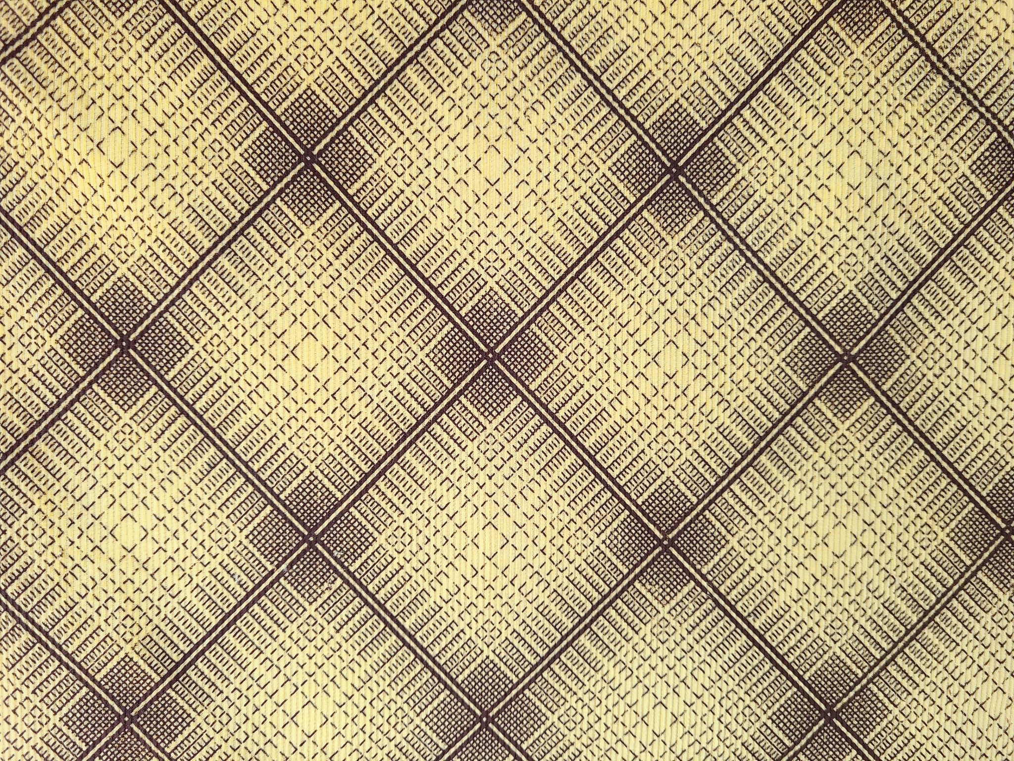 1960s 1970s Retro Fabric - Corduroy - Plaid - Fabric Remnant 