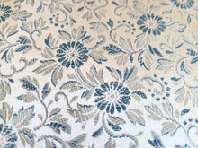 Load image into Gallery viewer, Vintage Fabric - Satin Silk Brocade - Floral - Blue, Silver - Fabric Remnant - BRK21
