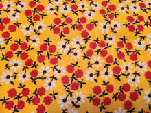 Load image into Gallery viewer, Vintage Fabric - Cotton - Flannel - Red Floral on Yellow - Fabric Remnant - VFL120
