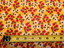 Load image into Gallery viewer, Vintage Fabric - Cotton - Flannel - Red Floral on Yellow - Fabric Remnant - VFL120
