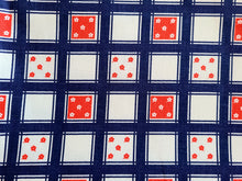 Load image into Gallery viewer, 1960s 1970s Retro Fabric - Cotton - Daisy Check  - Red White Blue - Fabric Remnant - 6C605
