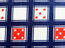 Load image into Gallery viewer, 1960s 1970s Retro Fabric - Cotton - Daisy Check  - Red White Blue - Fabric Remnant - 6C605
