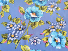Load image into Gallery viewer, 1960s 1970s Retro Fabric - Floral - Blueberry - Non-Stretch Polyester - 6PNS65
