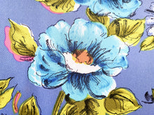 Load image into Gallery viewer, 1960s 1970s Retro Fabric - Floral - Blueberry - Non-Stretch Polyester - 6PNS65
