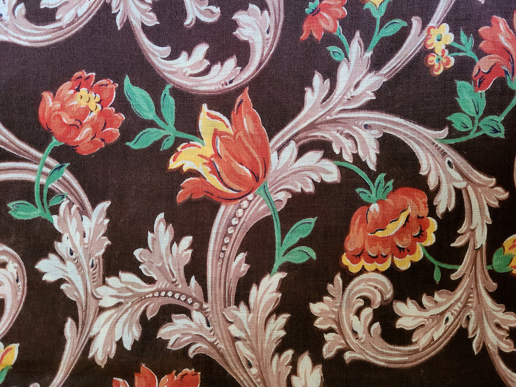 Vintage Fabric - Cotton - Baroque Floral - By the Yard - VCL82
