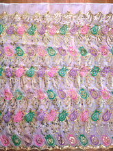 Load image into Gallery viewer, Vintage Fabric - Embellished - Sequin - Paisley Scallop Edge - Fabric Remnant - EBL72
