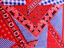 Load image into Gallery viewer, 1960s 1970s Retro Fabric - Cotton - Bandana - Red, Blue - By the Yard - 6C110
