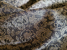 Load image into Gallery viewer, Vintage Fabric - Brocade - Floral - Gold, Black - Fabric Remnant - BRK95
