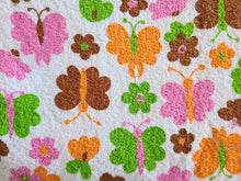 Load image into Gallery viewer, 1960s 1970s Retro Fabric - Cotton - Terrycloth - Butterfly - Fabric Remnant - 6TR73
