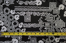 Load image into Gallery viewer, 1971 Retro Fabric - Polyester Crepe - Spiral - Black and White - Fabric Remnant - 6PC49

