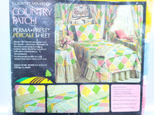 Load image into Gallery viewer, Vintage Bed Sheet - Queen - Flat - Country Patch - Sears - BDQFT285
