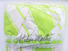 Load image into Gallery viewer, Vintage Pillowcases - King - Stripe Lime Green &amp; White, Trimmed - BDP233
