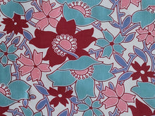 Load image into Gallery viewer, 1930s Vintage Fabric - Cotton - Floral - Teal, Burgundy, Pink - By the Yard - VCL635

