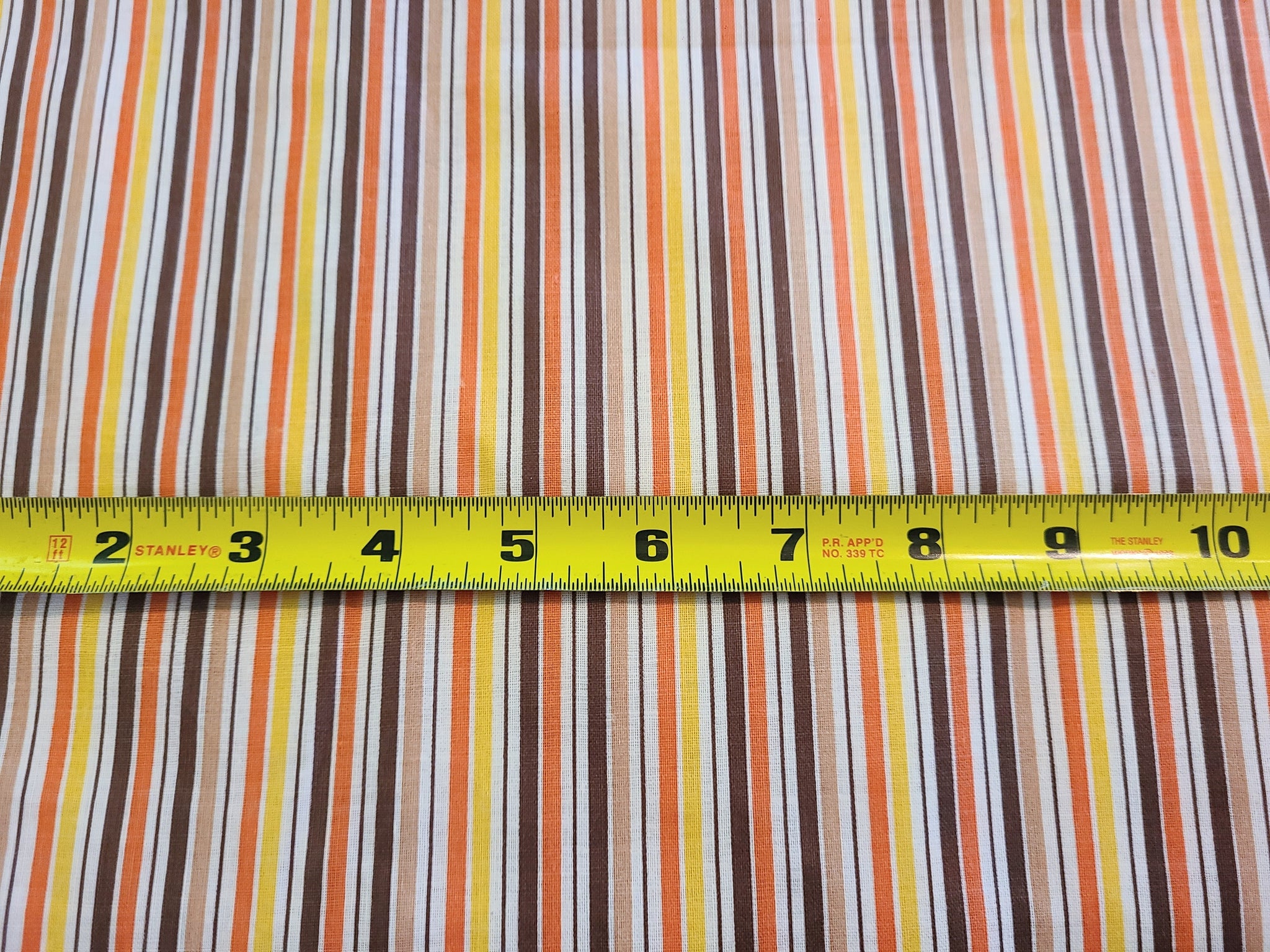 1930s Vintage Fabric - Cotton - Stripe - Orange Yellow Brown