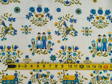 Load image into Gallery viewer, 1960s 1970s Retro Fabric - Cotton - Folk Art Bird - Fabric Remnant - 6C566
