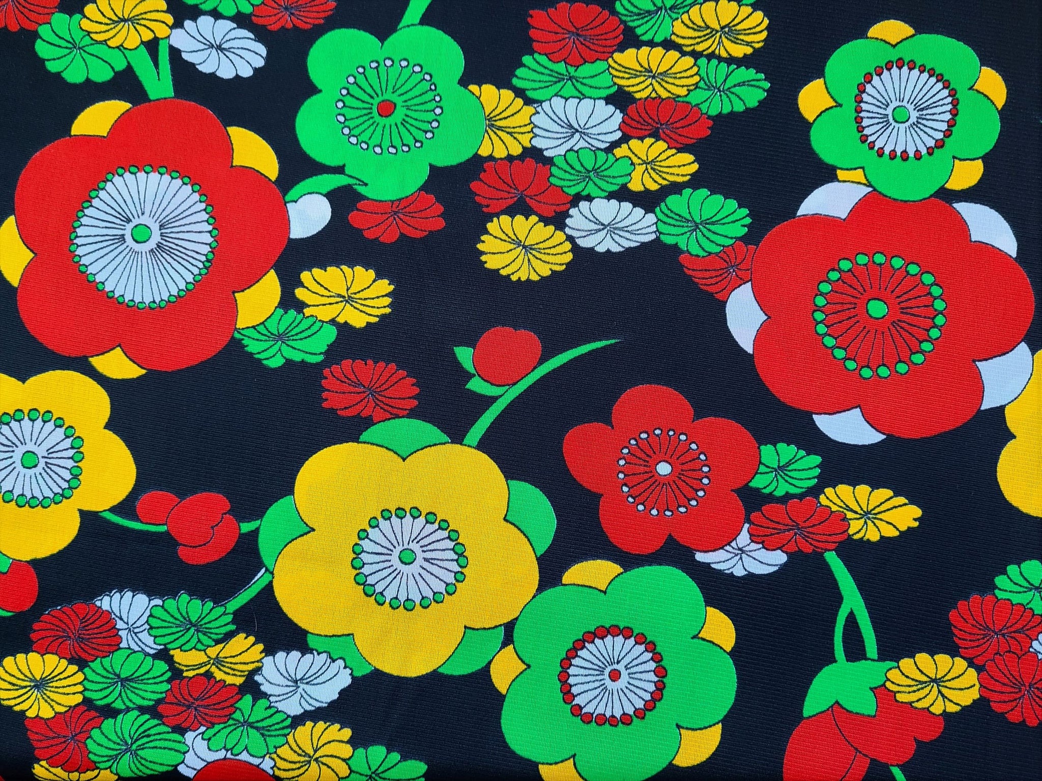 retro dress fabric Bright Retro Sunburst, Athletic Printed Knit Fabric