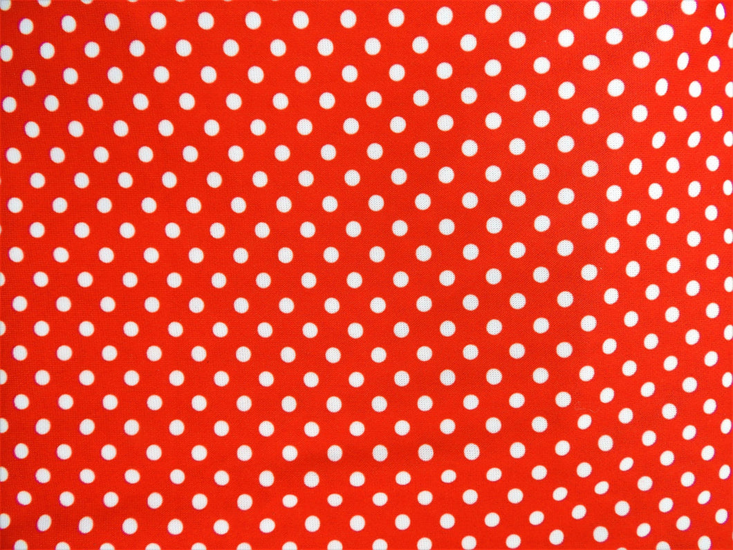 1960s 1970s Retro Fabric - Polyester  - Polka Dots - Red - Fabric Remnant - 6P309