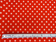 Load image into Gallery viewer, 1960s 1970s Retro Fabric - Polyester  - Polka Dots - Red - Fabric Remnant - 6P309
