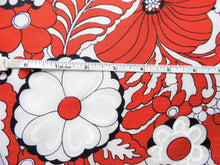 Load image into Gallery viewer, 1960s 1970s Retro Fabric - MOD Heart Floral - Red - Fabric Remnant - 6PNS62
