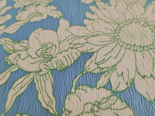 Load image into Gallery viewer, 1960s 1970s Retro Fabric - Whipped Cream - Blue - Floral - Fabric Remnant - 6PW57
