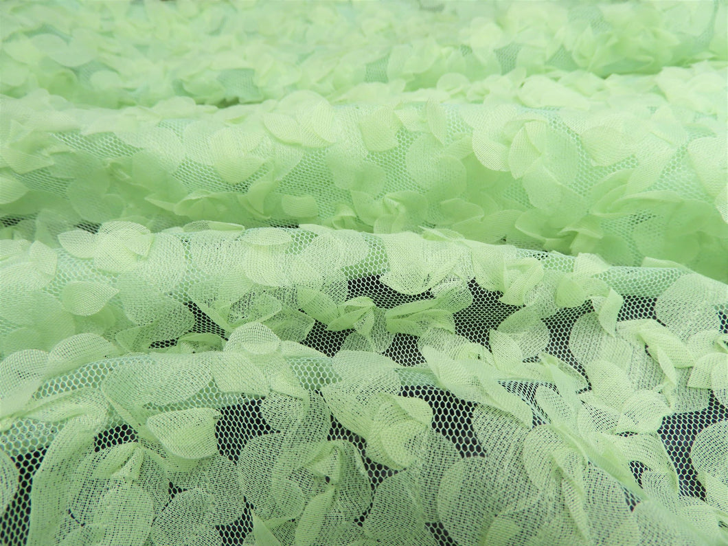 Vintage Fabric - Netting - Flower Petals - Green - By the Yard - NTG55