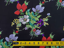 Load image into Gallery viewer, Vintage Fabric - Silk - Floral - Black, Purple - By the Yard - SLK430
